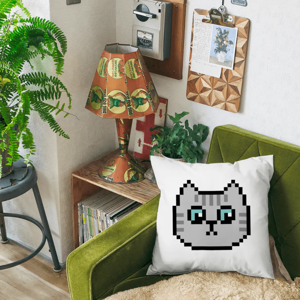 やきぱんのドット絵のねこ（サバトラ） Cushion