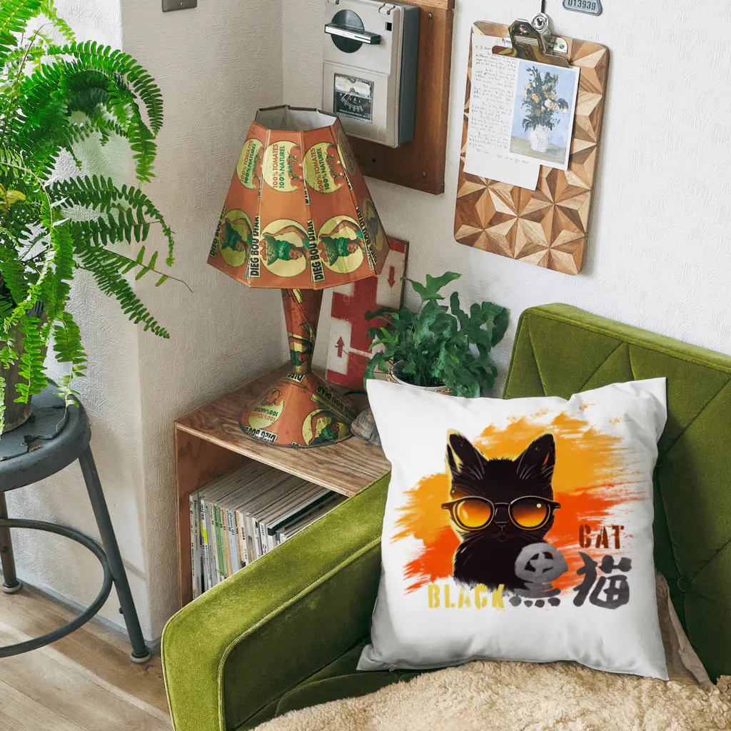 ArayashikI_Japanのサングラス黒猫【生活用品類】 Cushion