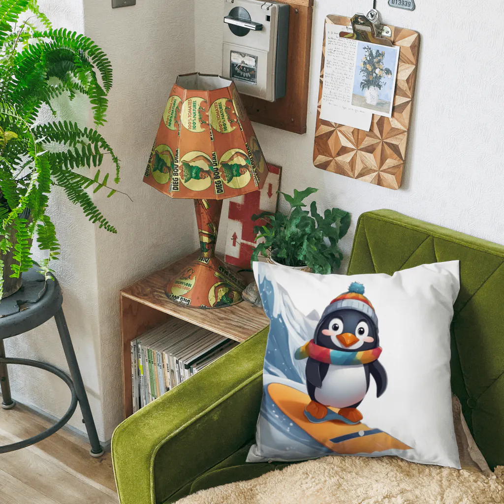 Gloriousのペンギンの冒険スノーボードパーティ Cushion