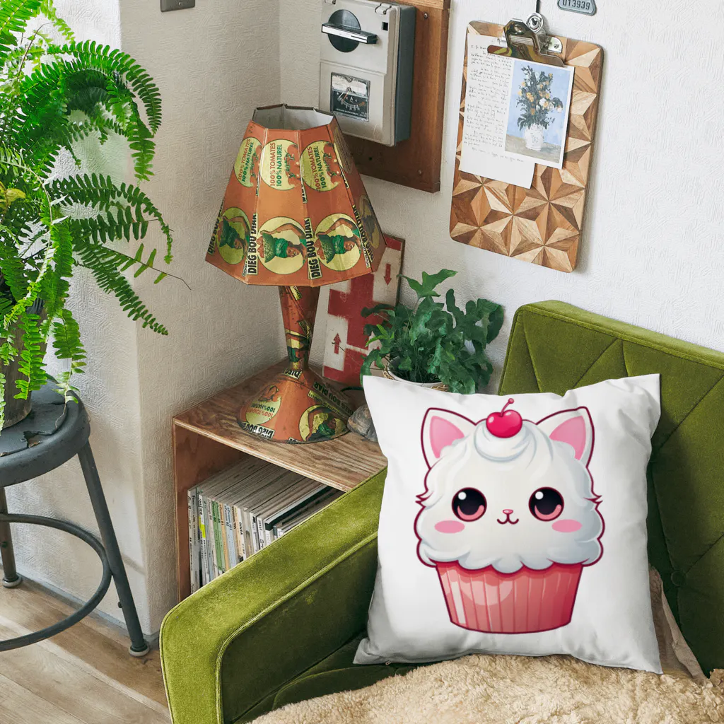 Vasetti_pressのカップケーキの猫ちゃん Cushion