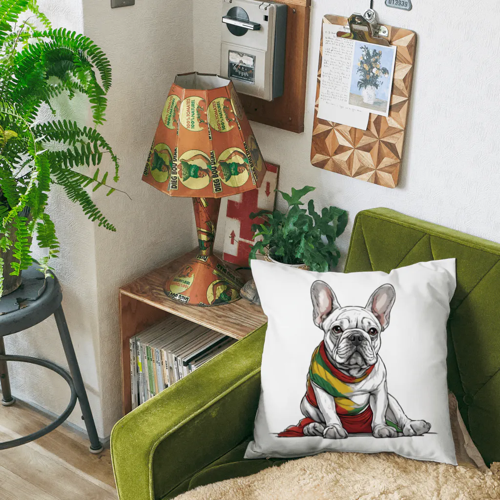 Frenchie-Rasta DoggのFrenchie-Rasta Dogg Cushion