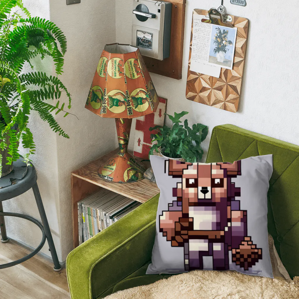 ゆうぴっく・NFTキャラクターグッズのドット絵ー動物戦士メカニック小熊 Cushion