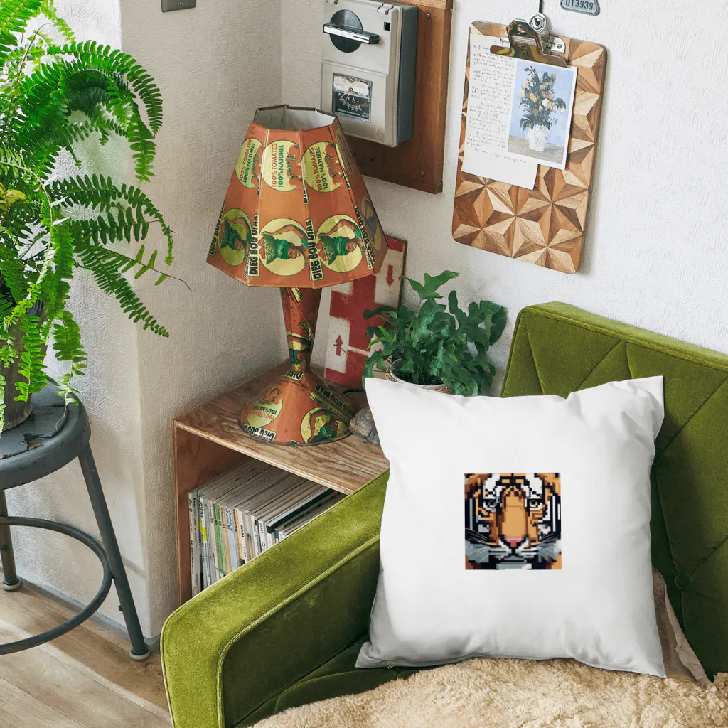 ki1962のドット絵で描かれた虎のアップ画像のプレミアムグッズ Cushion