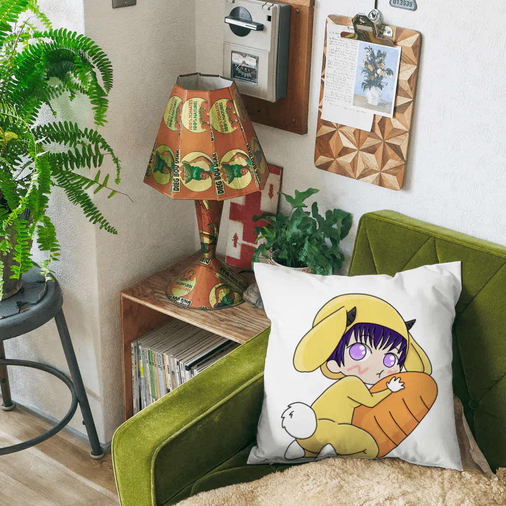 😈へ泥べと🌂の旧べとウサギ Cushion