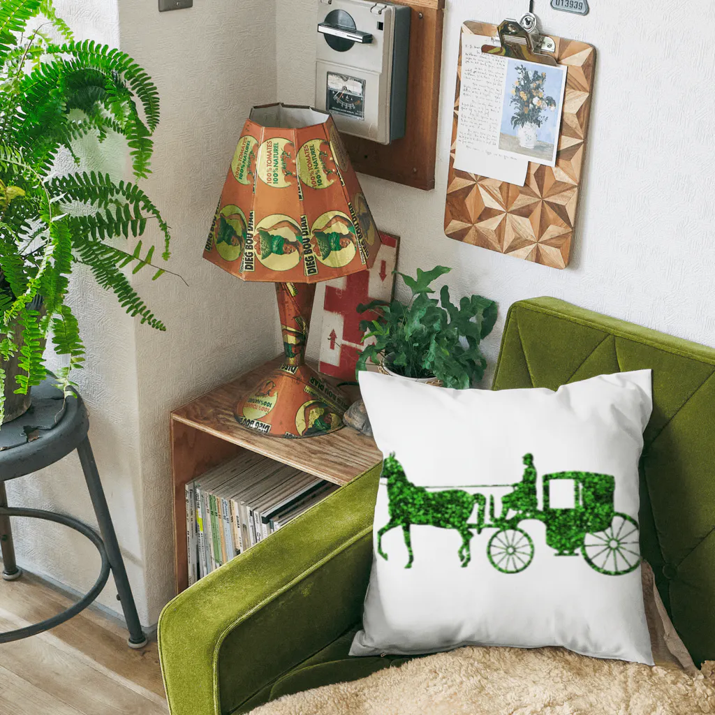 mumusの馬車　green Cushion