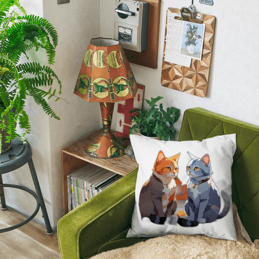 Mysterious animal shopのカップル猫 Cushion