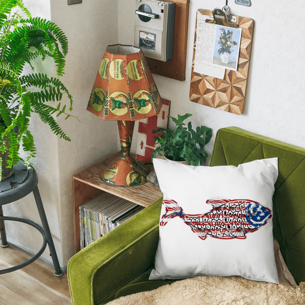 mumusの魚　Flag of the United States Cushion