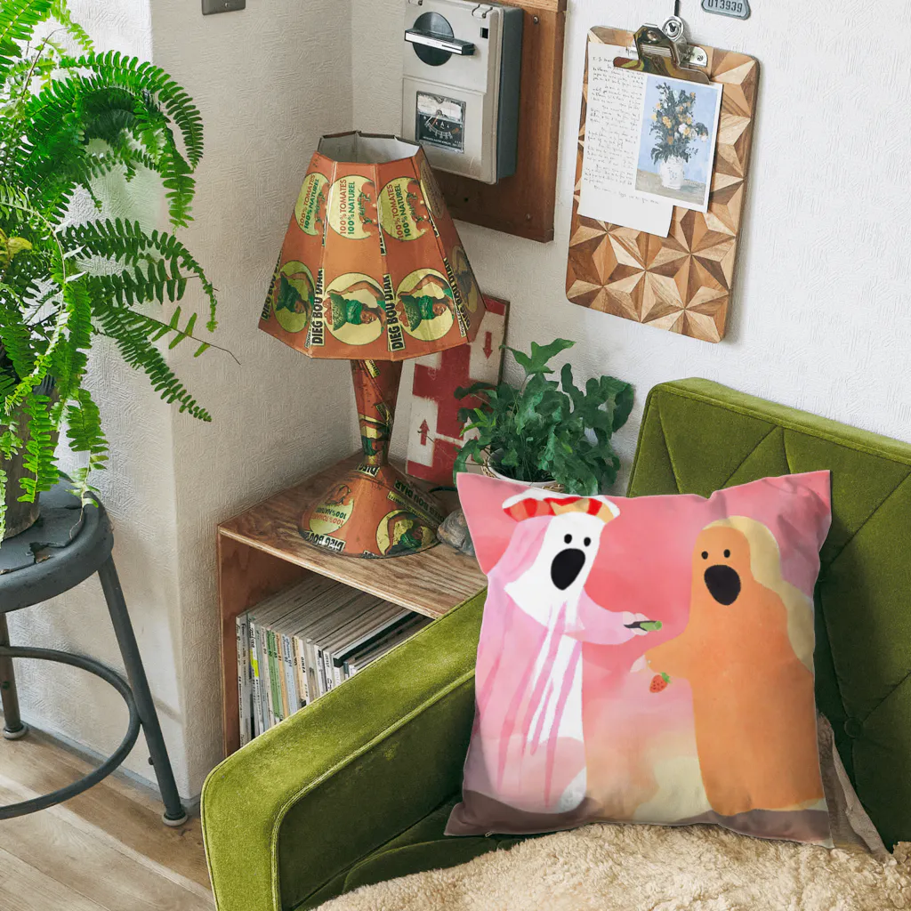 Tokyo Strawberryのみかん屋さんの苺オバケと蜜柑オバケ Cushion