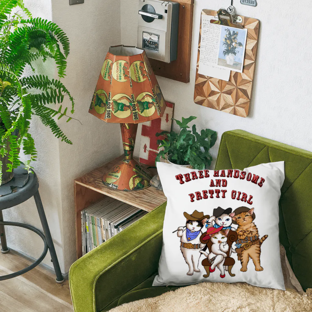 もけけ工房 SUZURI店の3美男子とカワイ子ちゃん Cushion