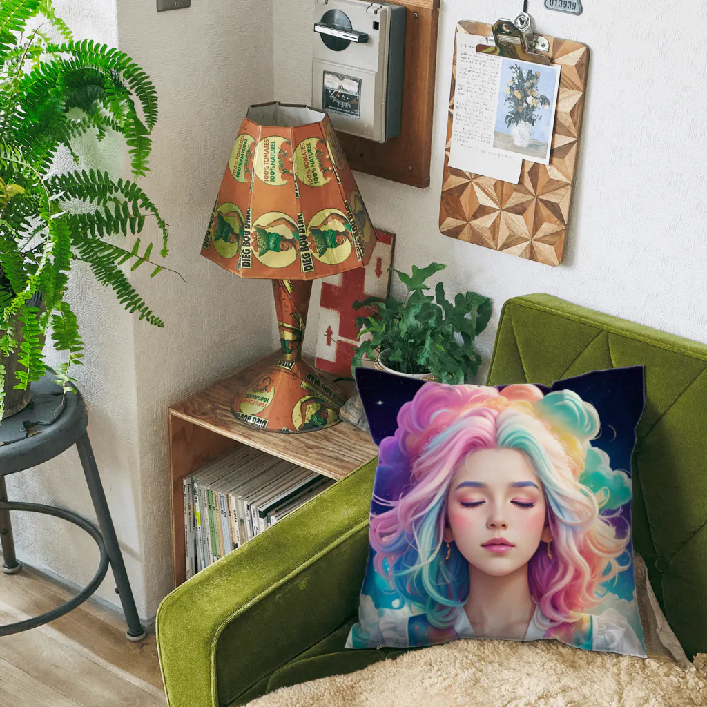 ミウ444のカラフルレディ「進化の目覚め」 Cushion
