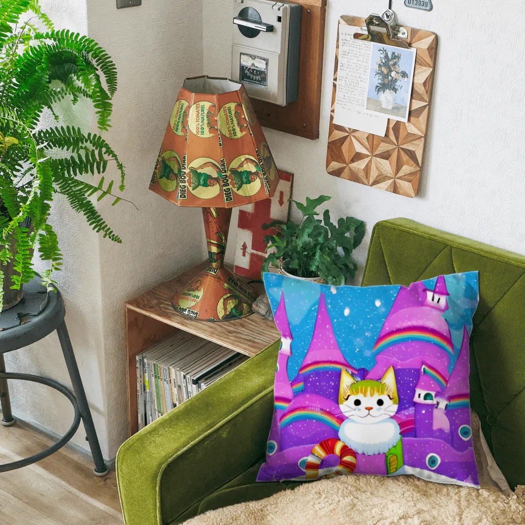 Moichi Designs Shop-2023のホワイトキャットハウス Cushion