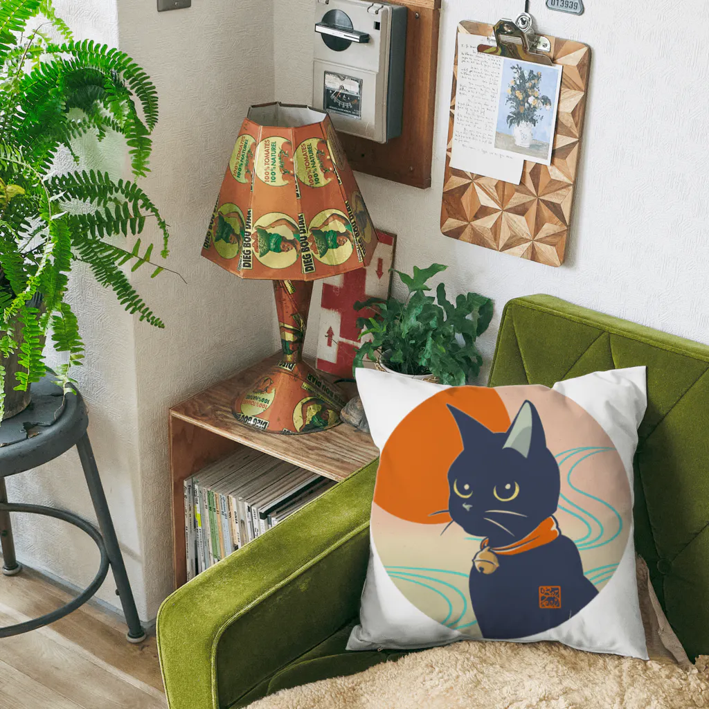 BATKEI ARTの陽と水と黒猫 Cushion