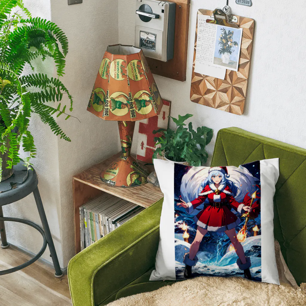 ArtWandererの女性サンタクロースのイラスト付きグッズ Cushion