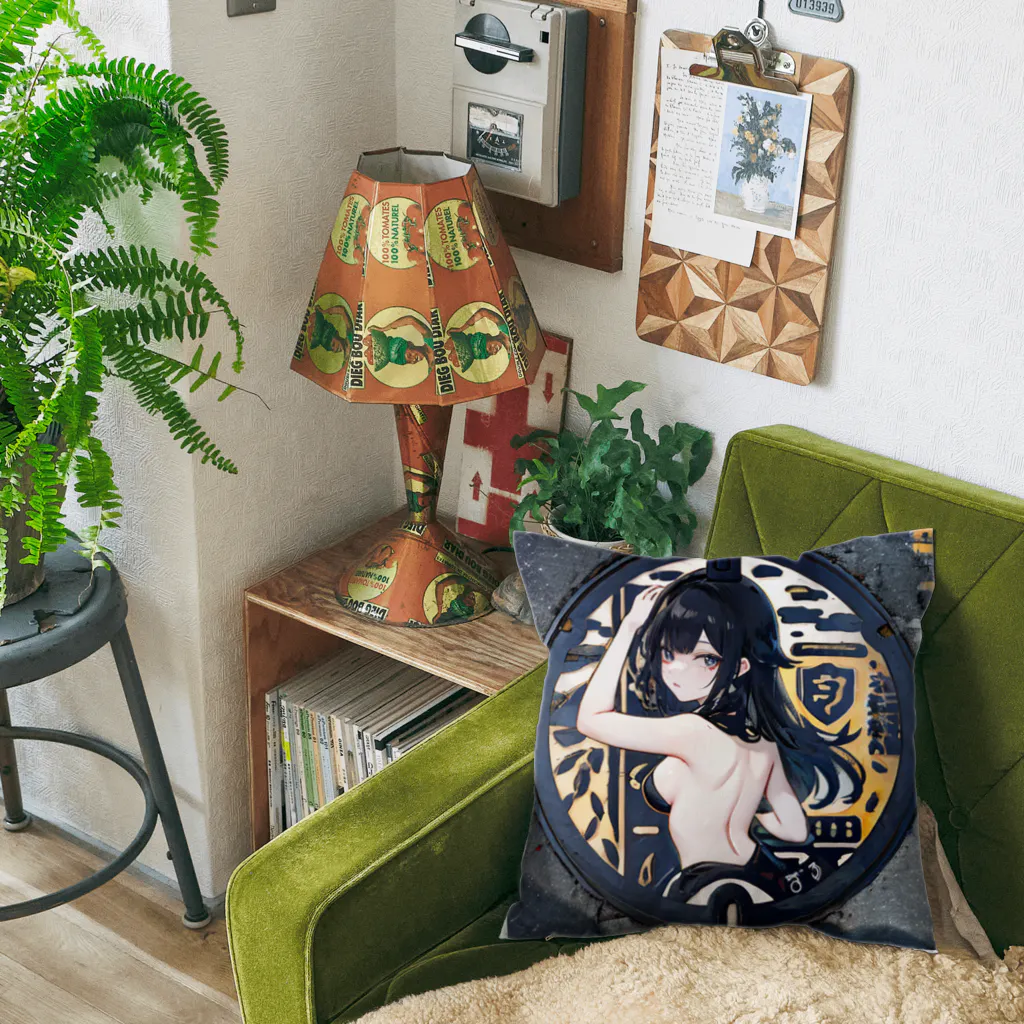 E16のマンホール美女 Cushion