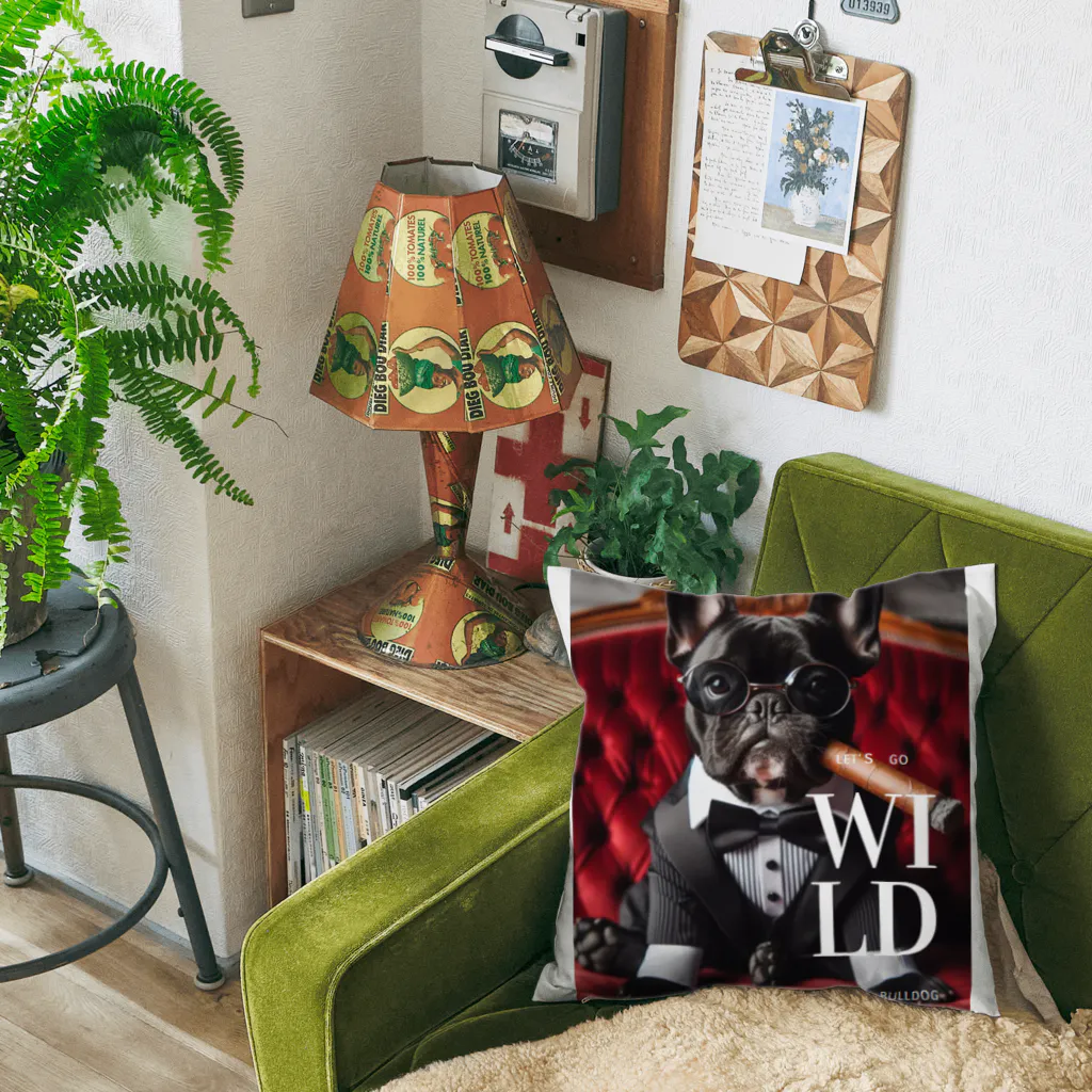 furebuhi　clubのLet's go wild！フレンチブルドッグ　ワイルドにいこーぜ！ Cushion