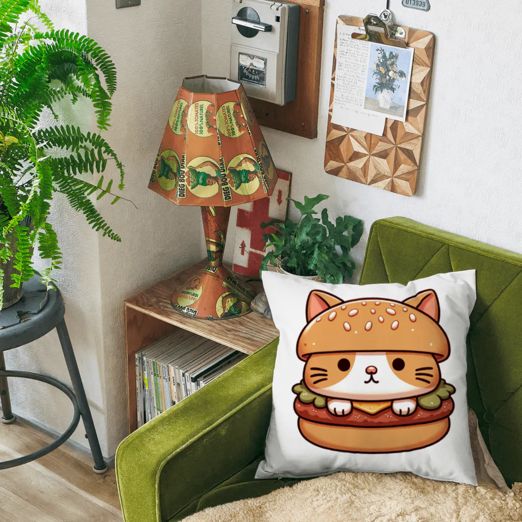 ゆるきゃら製作所の猫バーガー Cushion