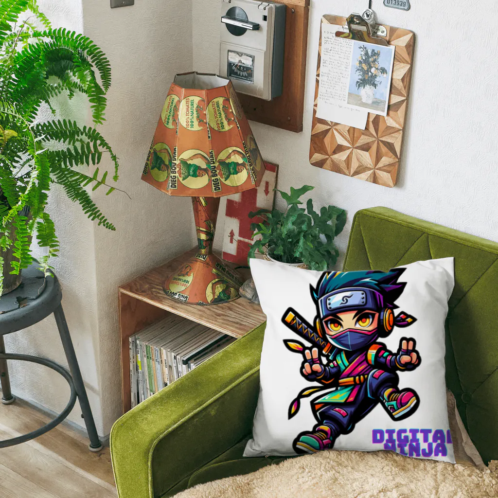 rsrsrsrsrの“Digital Ninja” ロゴ付き Cushion