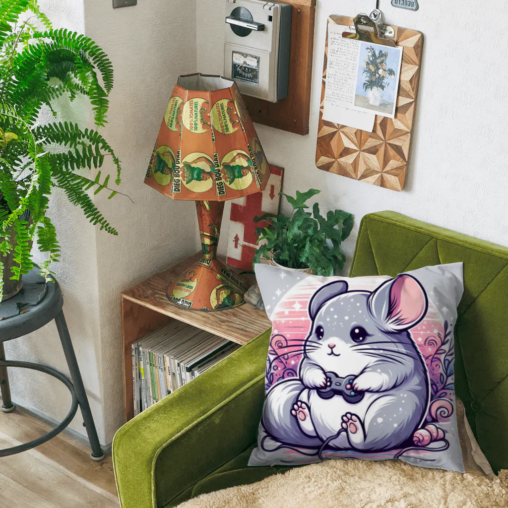 もふっとチンチラ🐭のゲーマーチンチラ Cushion