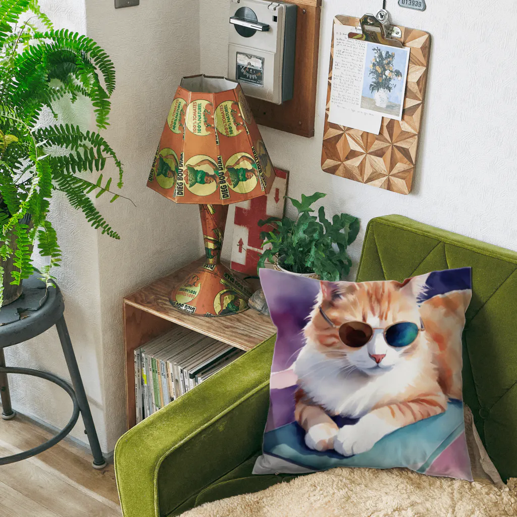 ryusky_333のサングラス姿の猫がヨガポーズでリラックス！ Cushion