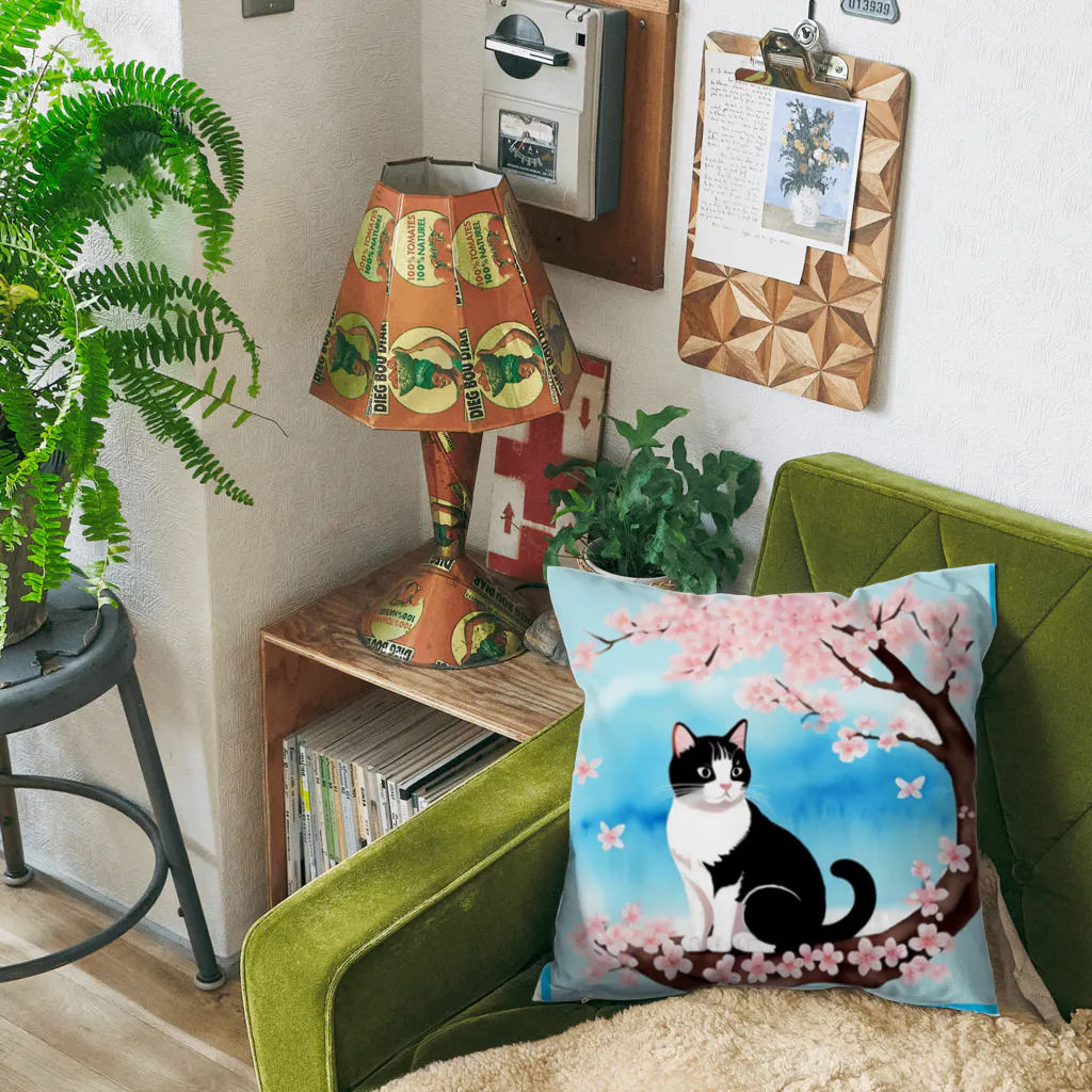 runnrunnの桜と猫 Cushion