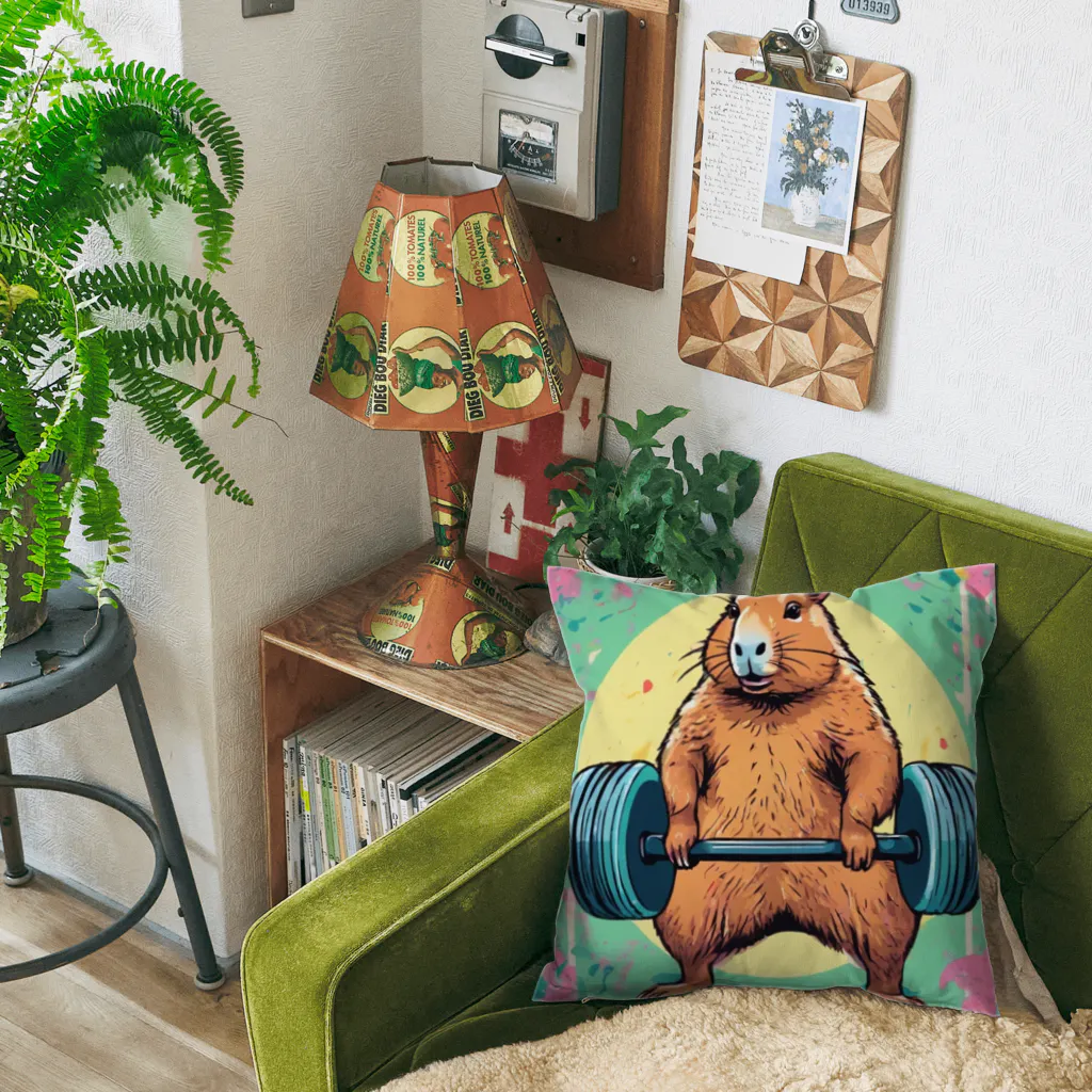 カピパーラ🐻のバーベルをしてるカピバラ♪ Cushion