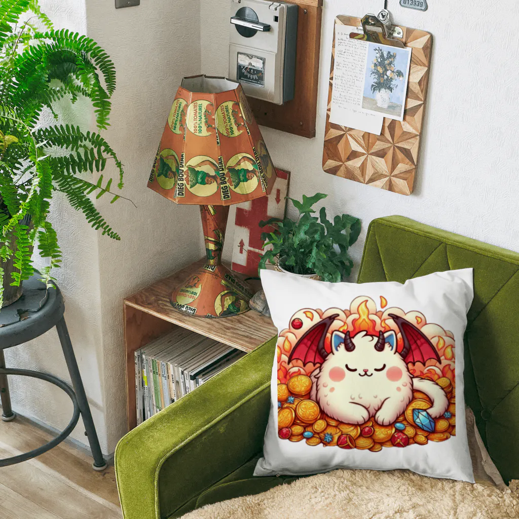 nekodoragonのおやすみ！猫ドラゴン　背景透過ver Cushion