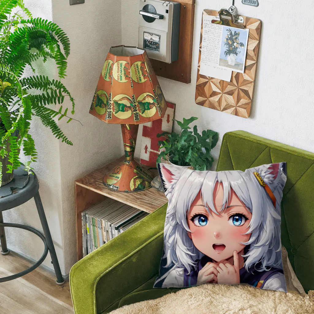 巫女スタぐらむのもふもふの美少女甘える Cushion