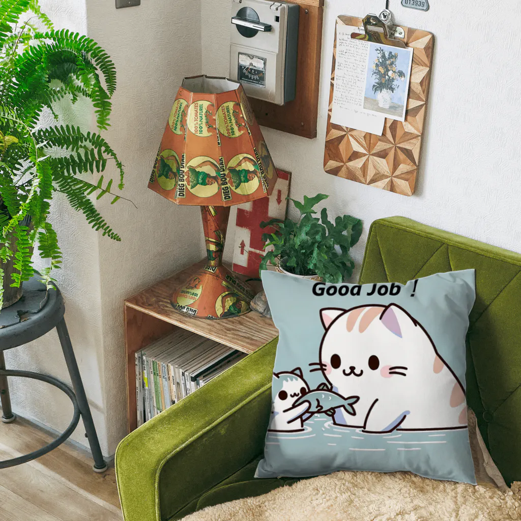 riopara0777のPositive cat　Good Job！（よくできましたっ！） Cushion