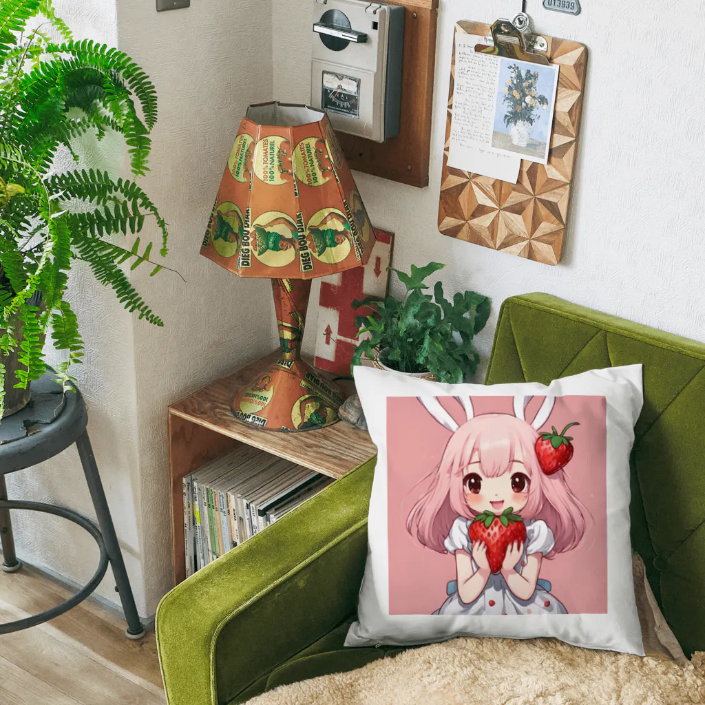 うさぎウサギのいちご大好き、うさみみチャコちゃん Cushion