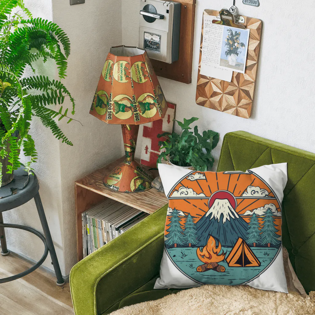 akicamの富士山とキャンプ Cushion