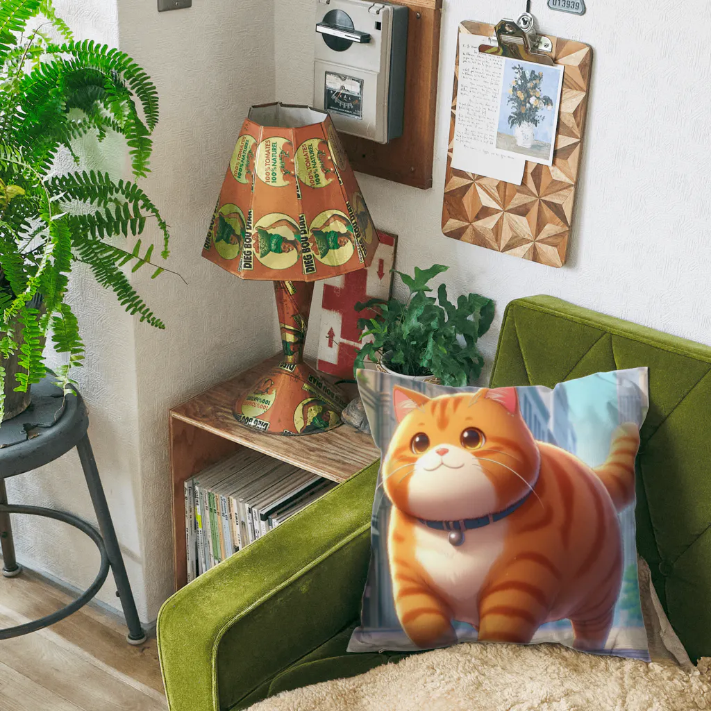 レールファン&スピリチュアルアイテムショップのデブ猫 Cushion