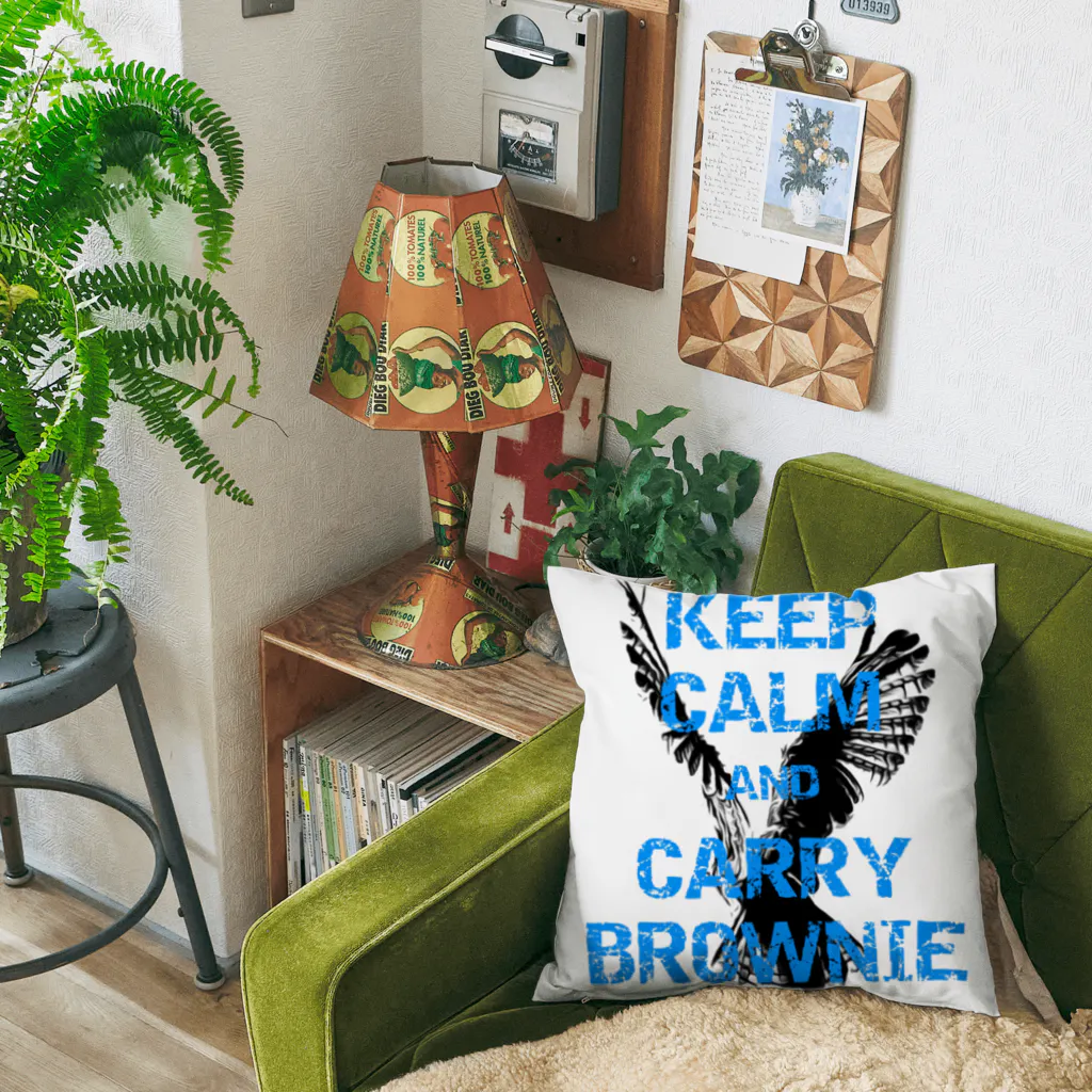 座敷ふくろうのKEEP CALM AND CARRY BROWNIE Cushion