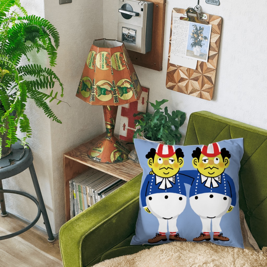 Nobby's SUZURI shopの双子のおじさん（ブルーバック） Cushion