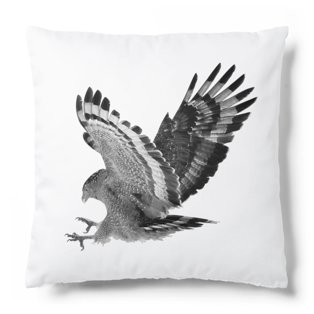 WILDBIRD GOODS SHOPのカンムリワシ・モノクロ Cushion