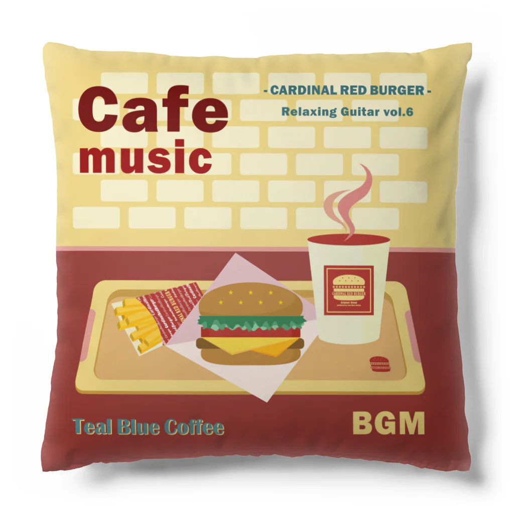 Teal Blue CoffeeのCafe music - CARDINAL RED BURGER - Cushion