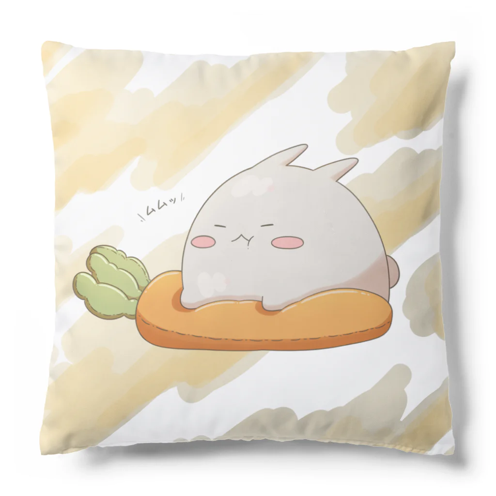 びすこっていのムムッとしているまるまるつるっとしたうさぎ Cushion