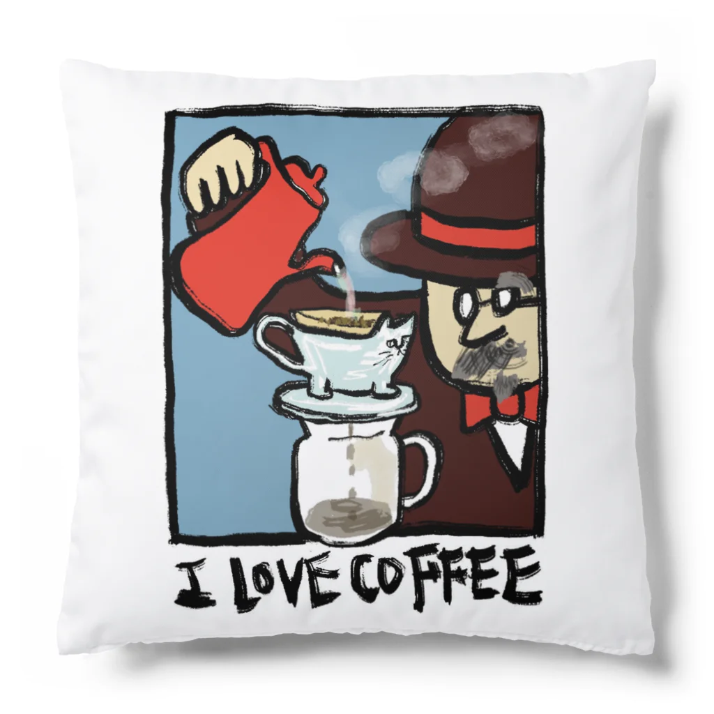 NOGAMI のI LOVE COFFEE 『ドリップにゃんテスト中の図』 Cushion