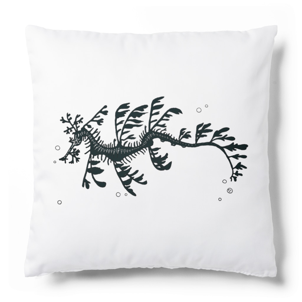 栗坊屋のリーフィーシードラゴン　白黒 Cushion