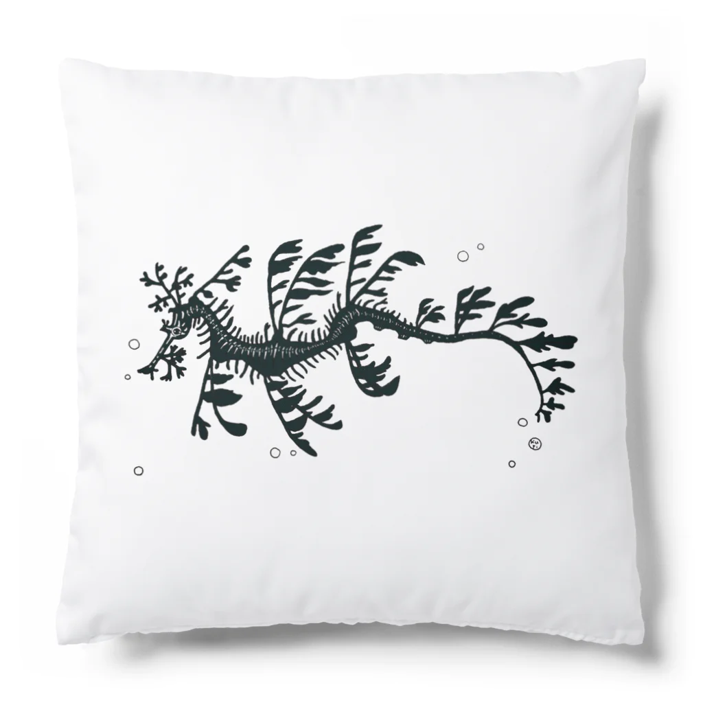 栗坊屋のリーフィーシードラゴン　白黒 Cushion