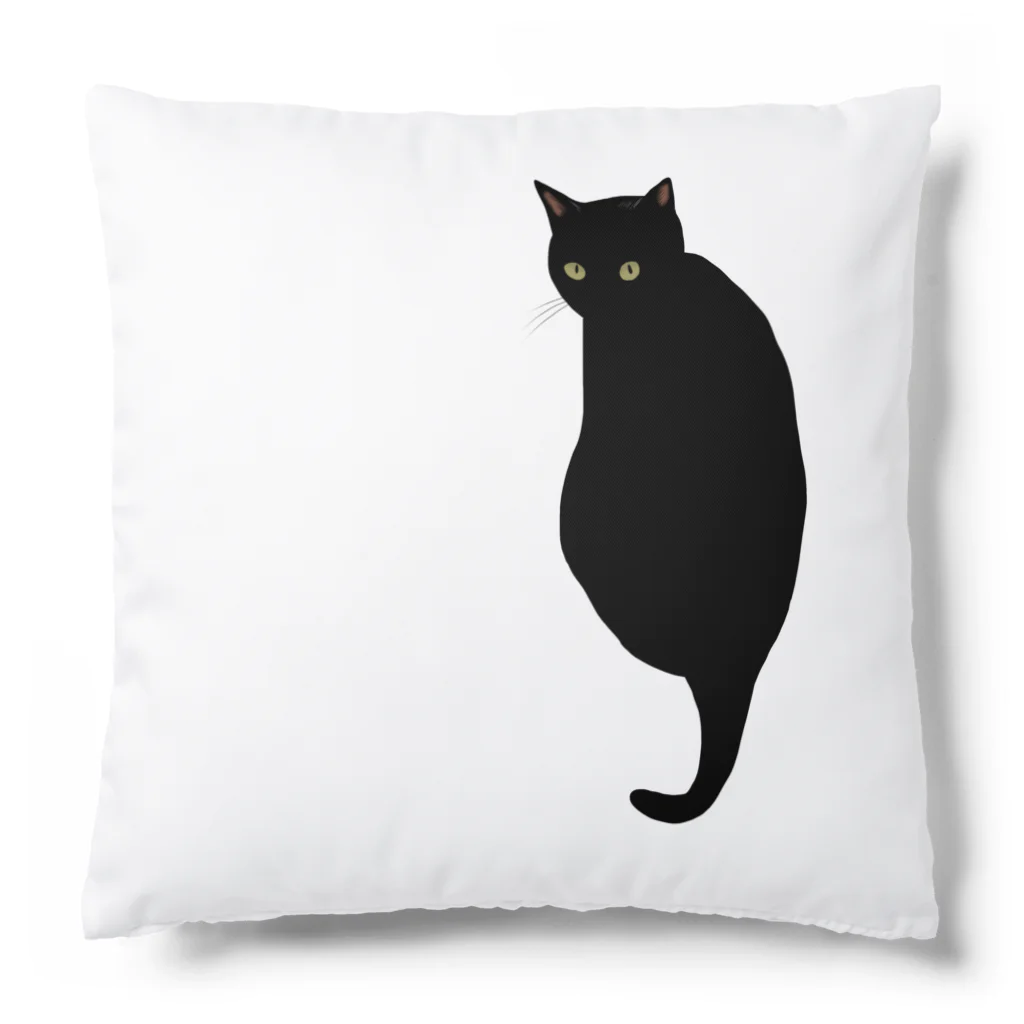 小鳥と映画館の振り向く黒猫 Cushion