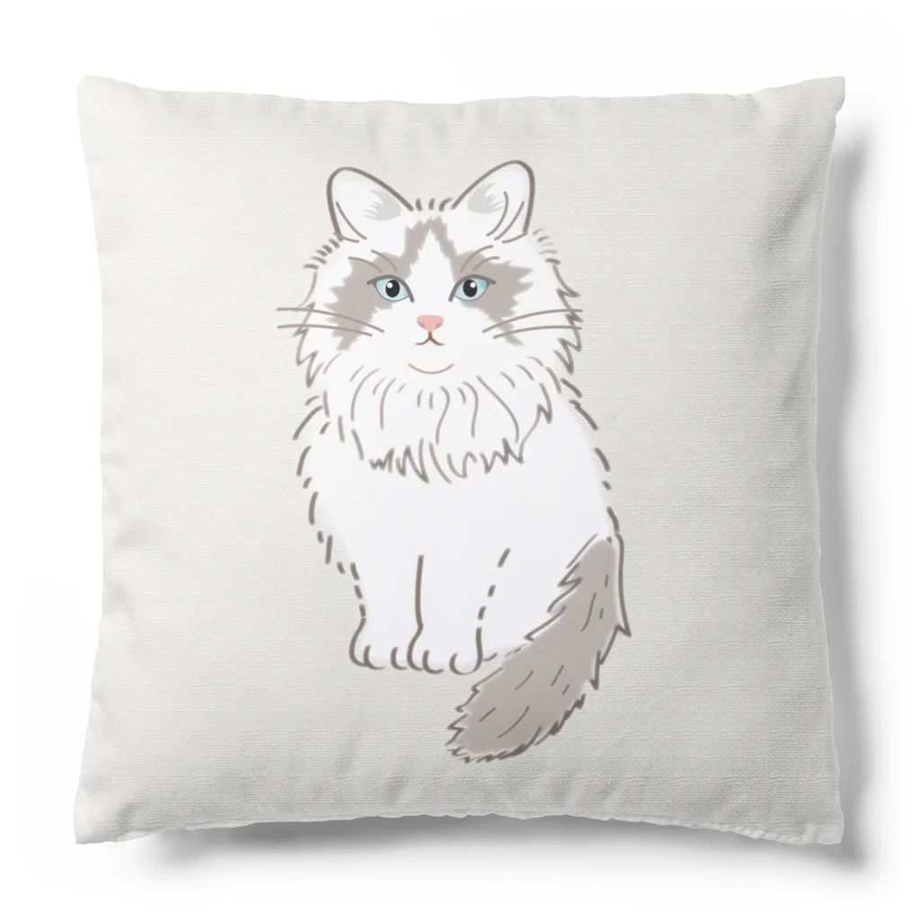 little lion house公式ショップ（大人のためのねこ）のラグドールの布地風クッション Cushion