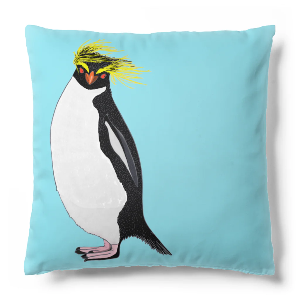 LalaHangeulの風に吹かれるイワトビペンギンさん(文字無しバージョン Cushion