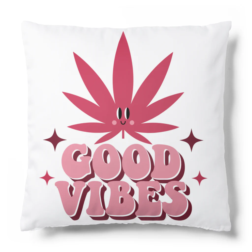 420 MUSIC FACTORYのGOOD VIVES グッドバイブス 大麻 マリファナ カナビス ヘンプ ガンジャ Cushion