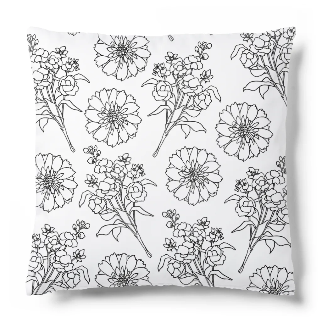 lg_hの花柄（モノトーン） Cushion