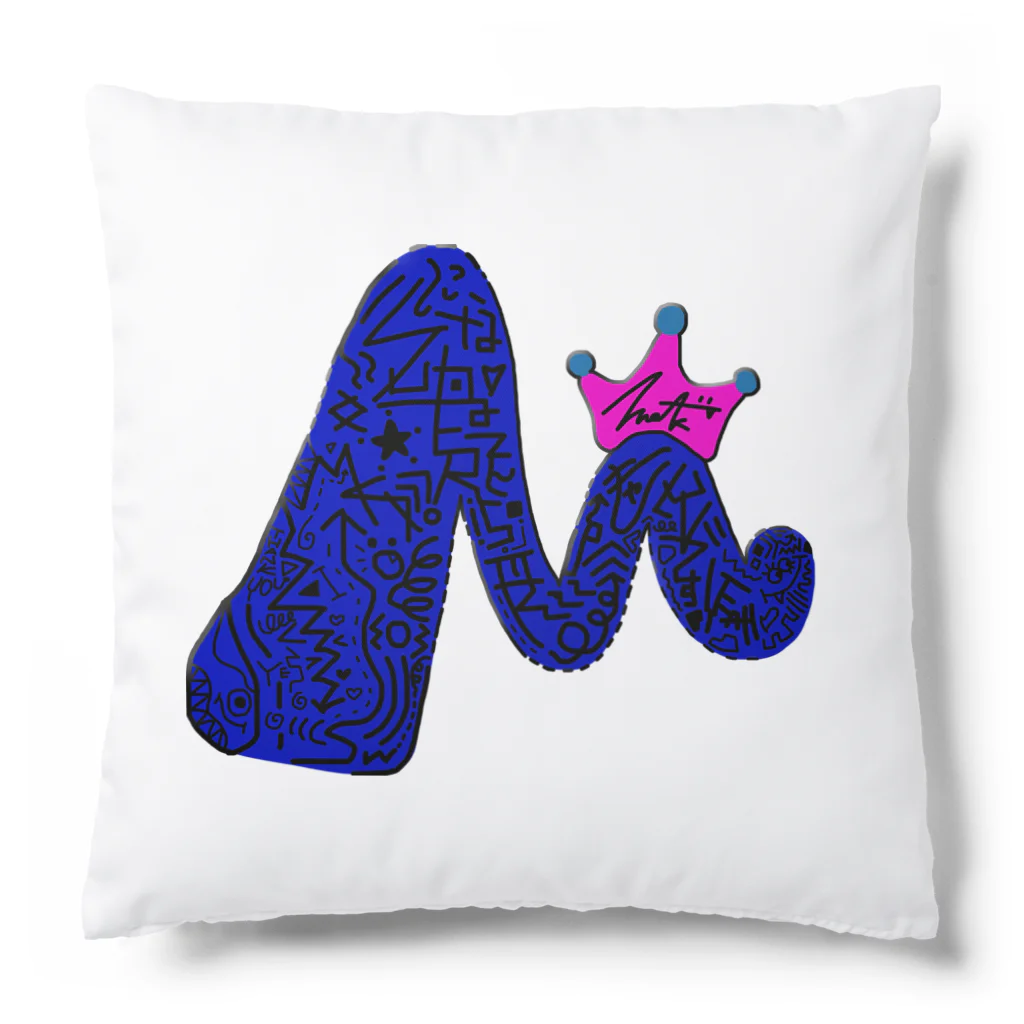 MQrM👑(もきゅれむ)の帽子・クッション ❛M❜ special design〜ブルー〜 Cushion