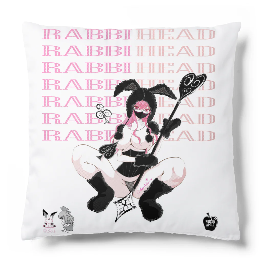 loveclonesのRABBIHEAD 黒ラビ2号 ウサギの国のエロポップ Cushion