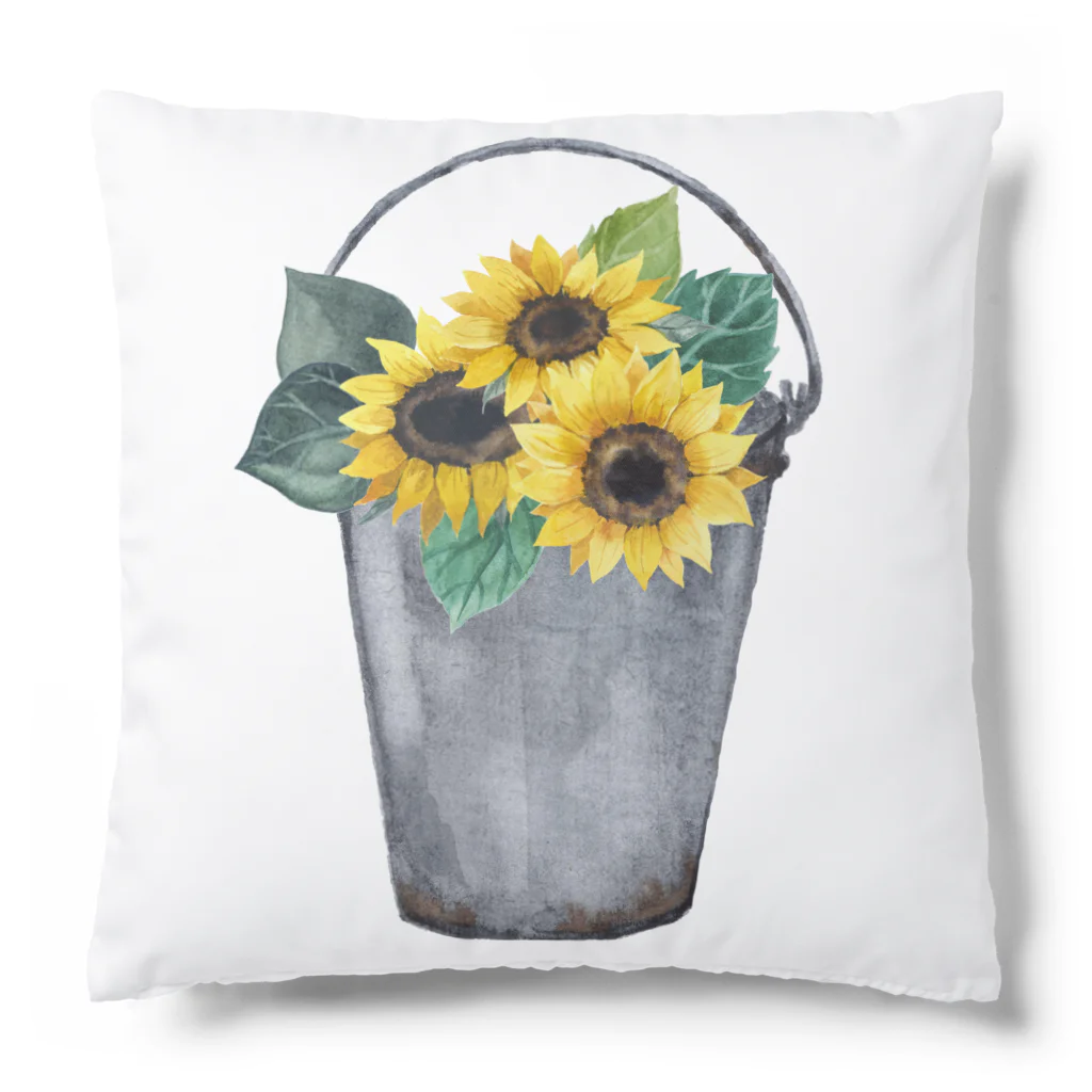 Fred HorstmanのWatering bucket and sunflowers  じょうろ と ひまわり Cushion