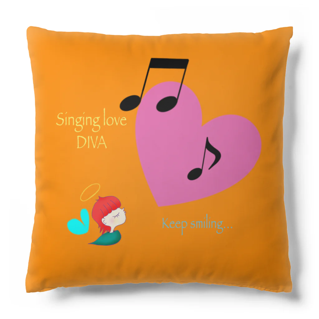 Divina AmoR-ART-のSinging love DIVA-Keep smiling- オレンジ Cushion
