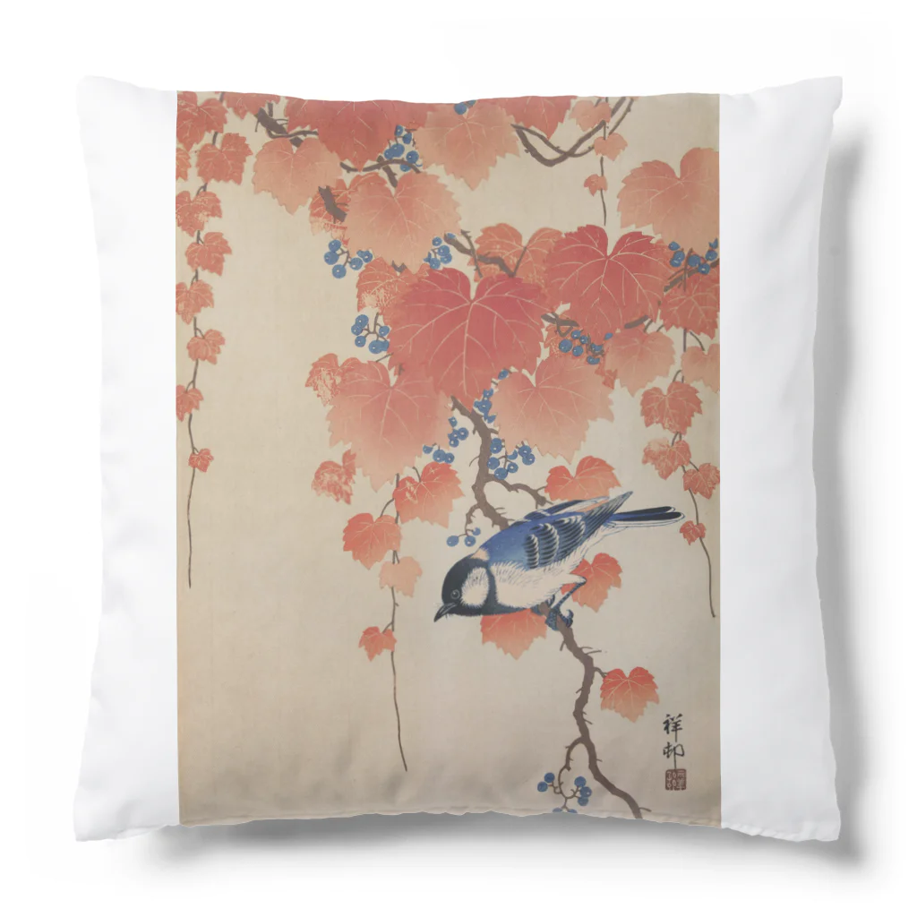 寿めでたや(ukiyoe)の蔦に四十雀 Cushion