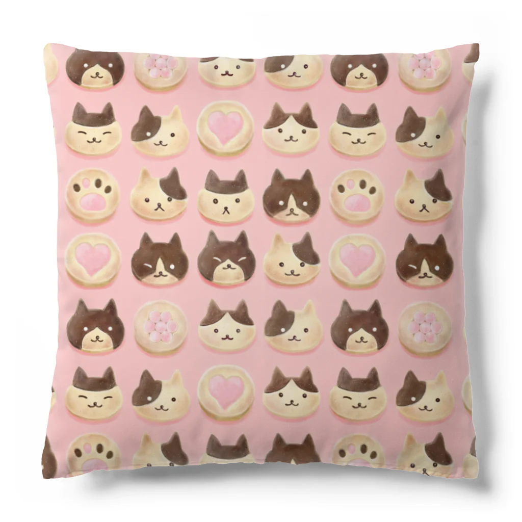 Ａｔｅｌｉｅｒ　Ｈｅｕｒｅｕｘのねこねこ♡クッキー　アイスボックスクッキー ピンク・顔あり Cushion